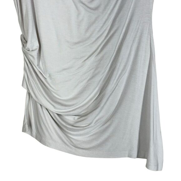 H by Halston Asymmetric Draped Jersey Top Drop Shoulder Ruched in Taupe Medium - Picture 4 of 7